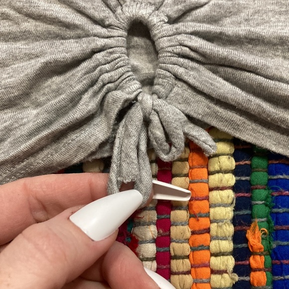 UO Super Soft Cotton-Blend Heather Grey Crop Top With Twist Knot Front - Picture 2 of 4